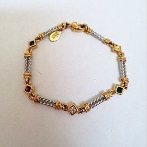 Joan Rivers Silver and Gold Gemstone Bracelet